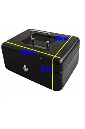 Yerli Üretim Büyük Boy Anahtarlı Çelik Kasa Bozuk Para Kasası Nakit Kutusu Cash 9x18x25cmdkt-cashbox