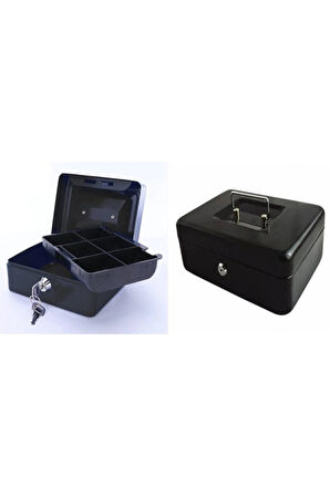 Yerli Üretim Büyük Boy Anahtarlı Çelik Kasa Bozuk Para Kasası Nakit Kutusu Cash 9x18x25cmdkt-cashbox