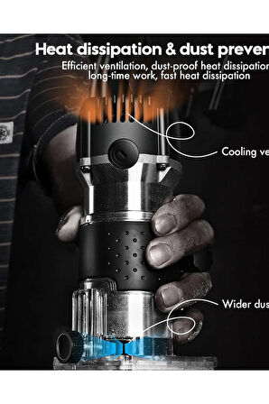 Bakır Sargı System 3000W Devir Ayarlı Formika Freze Makinesi 6 Mm Pens + 12 Adet Uç Set Hediye