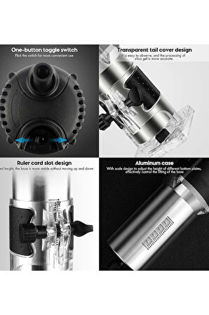 Bakır Sargı System 3000W Devir Ayarlı Formika Freze Makinesi 6 Mm Pens + 12 Adet Uç Set Hediye