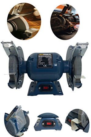 Germany Type 200mm 650watt Tezgah Üstü Taşlama Bakır Sargı Bıçak Balta Bileme Çark Taşı Taş Motoru