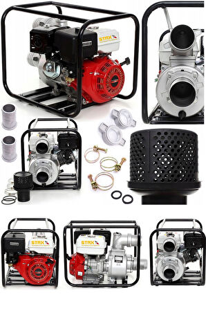 9900WP Metal Çift Çarklı Sistem3 Parmak Benzinli Su Pompası Motopump Su Motoru 8mt Emiş