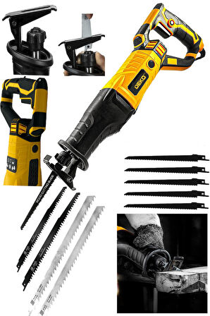 Dkt1130 1100w Devir Ayarlı 180° Döner Başlıklı Tilki Kuyruğu Ahşap Metal Kemik Et Kesme + 5 Bıçak