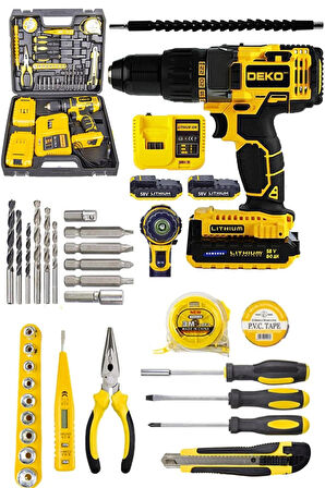 58v 8ah Darbeli Çift Akülü Metal Şanzımanlı Turbo Şarjlı Matkap +komple Usta Seti 2 Yıl Garanti