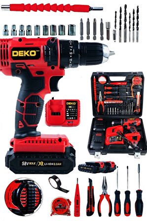 Dkt2069 Darbeli Çift Motor Turbo Şarjlı Entegreli Çift Akülü Şarjlı Vidalama Matkap 58v + Full Set
