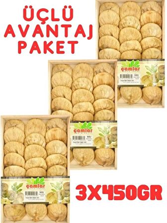 Doğal Kuru Incir Orta Boy Ahşap Tabak 450 gr 3'lü Paket