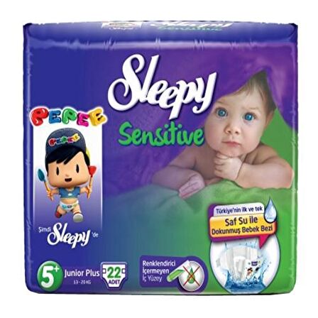 Sleepy Sensitıve 5+ Numara Junior Plus 22'li Cırtlı Bez