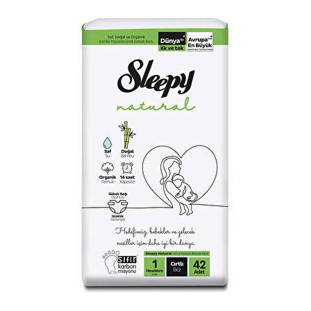 Sleepy Natural 1 Numara Yenidoğan 42'li Cırtlı Bez