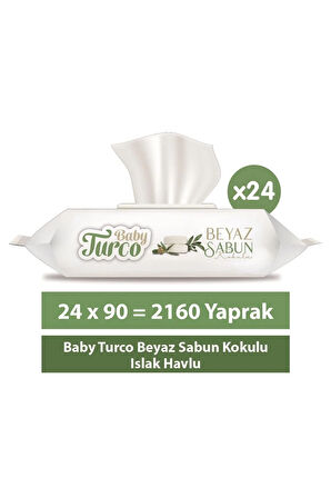 Turco Baby Islak Havlu 90'lı Beyaz Sabun x24 Adet