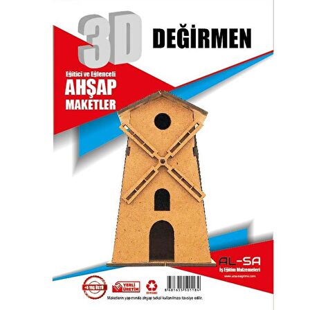 3D Ahşap Değirmen Maketi