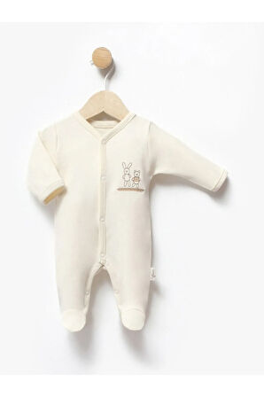 UNISEX BEBEK TAVŞAN VE AYICIK NAKIŞLI TULUM SALOPET