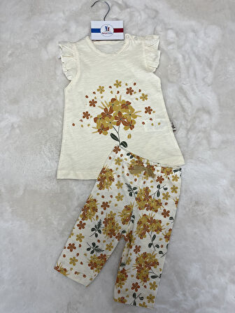 Çiçekli Uzun Taytlı Kısakollu Takım