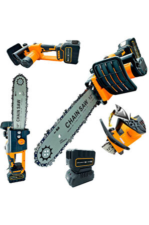 Metal Dişli System Kömürsüz Motor 58v Çift Akülü Dal Budama Bıçkı Testeresi Yağ Pompalı 35cm Palalı