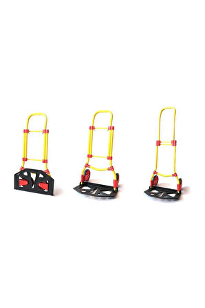 Balatlı Katlanabilir Portatif Paket ve Koli Taşıma Arabası 90 Kg. Kapasiteli Sarı FT90