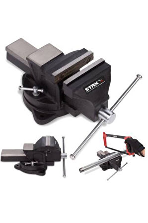 Staxx Pro 125mm 5" 360" Dönerli Taban Dövme Çelik Sabit Tezgah Masa Mengenesi Madeın Germany