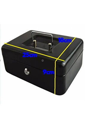 Yerli Üretim Büyük Boy Anahtarlı Çelik Kasa Bozuk Para Kasası Nakit Kutusu Cash 9x18x25cm