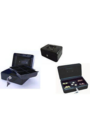 Yerli Üretim Büyük Boy Anahtarlı Çelik Kasa Bozuk Para Kasası Nakit Kutusu Cash 9x18x25cm