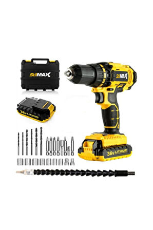 Xr 36 V 5 Ah Darbeli Çift Li-on Akülü Şarjlı Vidalama Matkap + 27 Parça Usta Seti