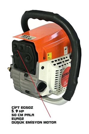 STAXX POWER Tt-63 5.9 Hp 50 cm Pala Tam Professional Çift Egzoz Ağaç Motoru Motorlu Testere Hızar 63 Cc