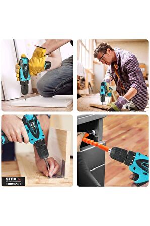 24 V 4 Ah Metal Dişli Şanzıman Çift Akülü Şarjlı Vidalama Matkap