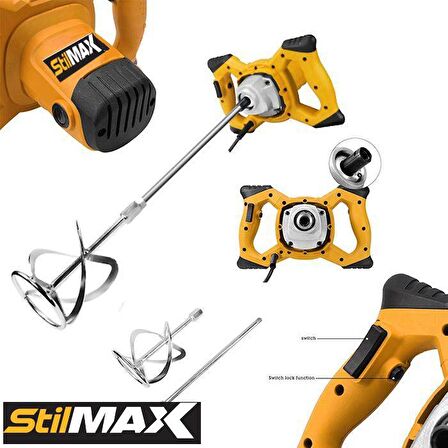 STİLMAX 6 Kademe Devir Ayarlı Elektrikli Alçı Boya Ve Harç Karıştırıcı Mikser 3300 W