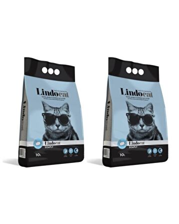 LindoCat İnce Sabun Kokulu Topak Bentonit Kedi Kumu 10 Lt 2 adet