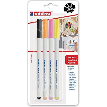 Edding 4600 Kumaş Boyama Kalemi 4lü Set Temel Renkler