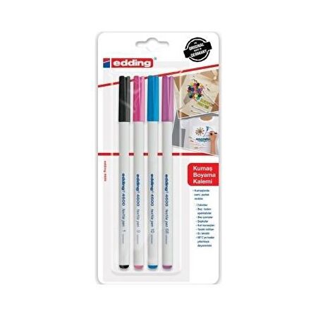 Edding 4600 Kumaş Boyama Kalemi 4lü Set Eğlenceli Renkler