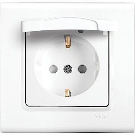 VİKO LİNNERA KAPAKLI TOPRAKLI PRİZ Ç.K. BEYAZ ÇERÇEVELİ