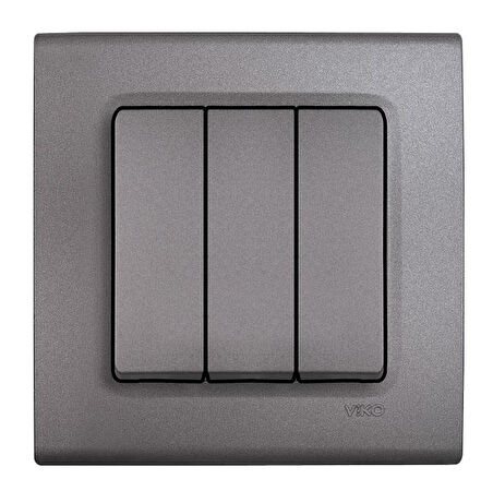 LİNNERA LİFE GRANİT GRİSİ ÜÇLÜ ANAHTAR ÇERÇEVELİ