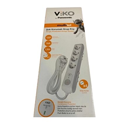 Viko Multi-let 4'lü Akım/Şok Korumalı Grup Priz Topraklı 1.5 Metre 1050 Joule - 90117630