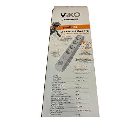 Viko Multi-let 4'lü Akım/Şok Korumalı Grup Priz Topraklı 1.5 Metre 1050 Joule - 90117630