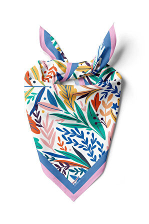 A15 Kadın Garden Desenli Bandana 50x50 Sarı Yeşil DG0165-22 Snz