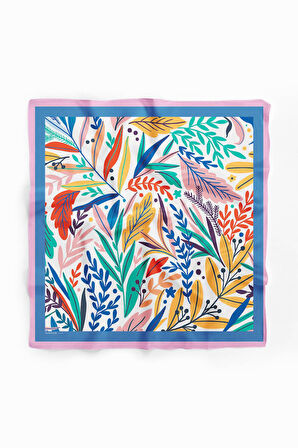 A15 Kadın Garden Desenli Bandana 50x50 Sarı Yeşil DG0165-22 Snz