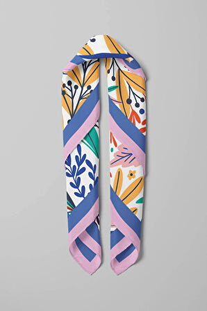 A15 Kadın Garden Desenli Bandana 50x50 Sarı Yeşil DG0165-22 Snz