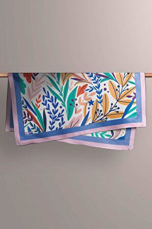 A15 Kadın Garden Desenli Bandana 50x50 Sarı Yeşil DG0165-22 Snz