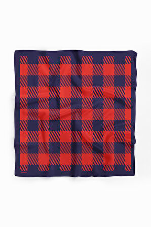 D95 Kadın Ekose Desenli Bandana 50x50 DG0172-22