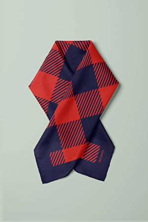 D95 Kadın Ekose Desenli Bandana 50x50 DG0172-22