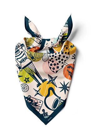 Kadın Comics Desenli Bandana 50x50 Pudra DG0187-22