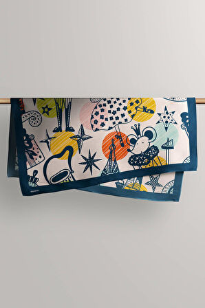 Kadın Comics Desenli Bandana 50x50 Pudra DG0187-22