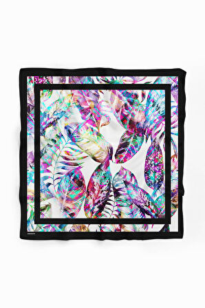 D115 Kadın Garden Desenli Bandana 50x50 Mor DG0225-22