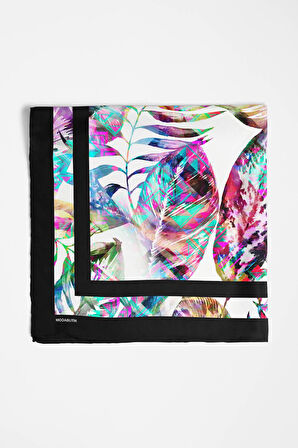 D115 Kadın Garden Desenli Bandana 50x50 Mor DG0225-22