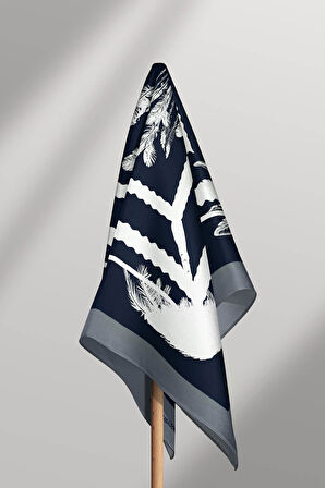 D50 Kadın Etnik Desenli Bandana 50x50 Lacivert DG0229-22 Snz