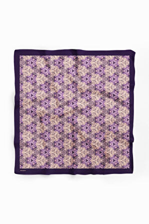 D52 Kadın Geometric Desenli Bandana 50x50 Mor DG0240-22
