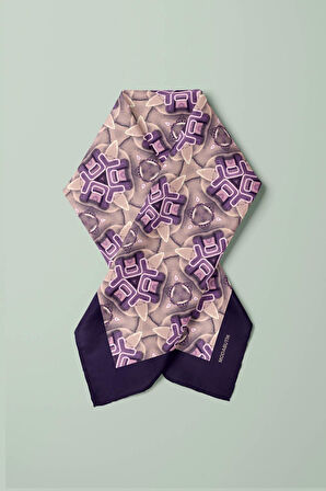 D52 Kadın Geometric Desenli Bandana 50x50 Mor DG0240-22