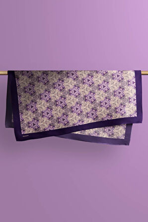 D52 Kadın Geometric Desenli Bandana 50x50 Mor DG0240-22