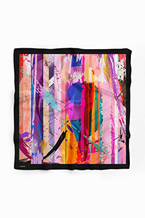 Z18 Kadın Yağlı Boya Desenli Bandana 50x50 Mavi DG0269-22 Snz