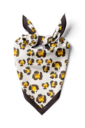D49 Kadın Egzotik Desenli Bandana 50x50 Sarı DG0287-22