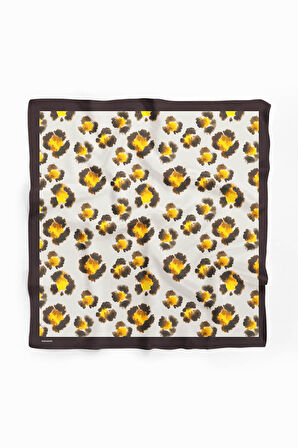 D49 Kadın Egzotik Desenli Bandana 50x50 Sarı DG0287-22