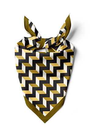 D120 Kadın Üçgen Desenli Bandana 50x50 Sarı DG0328-22